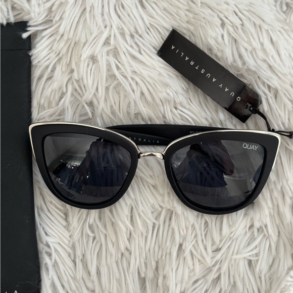 Quay Australia Accessories - Quay Australia Black and Silver Cat-Eye Sunglasses